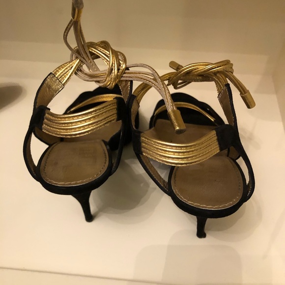 Gorgeous Givenchy Black Suede and Gold heels. - Picture 2 of 7
